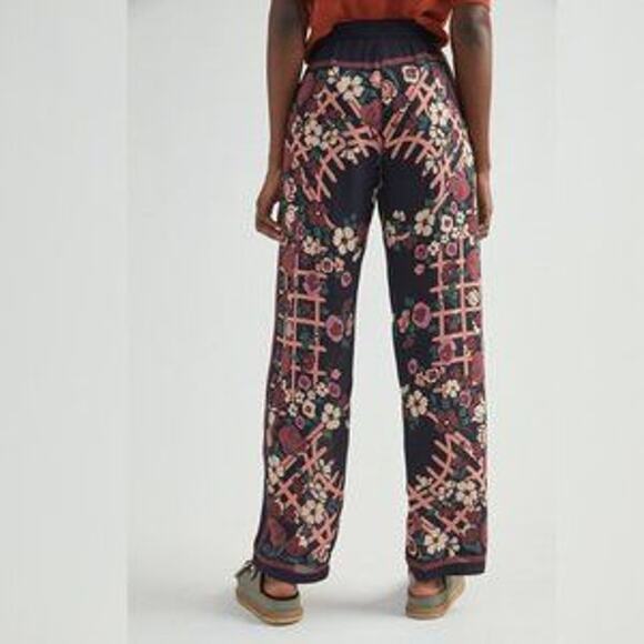 Anthropologie X Anna Sui Floral Motif Wide Leg Pants Multicolor Size 8 - Picture 6 of 13